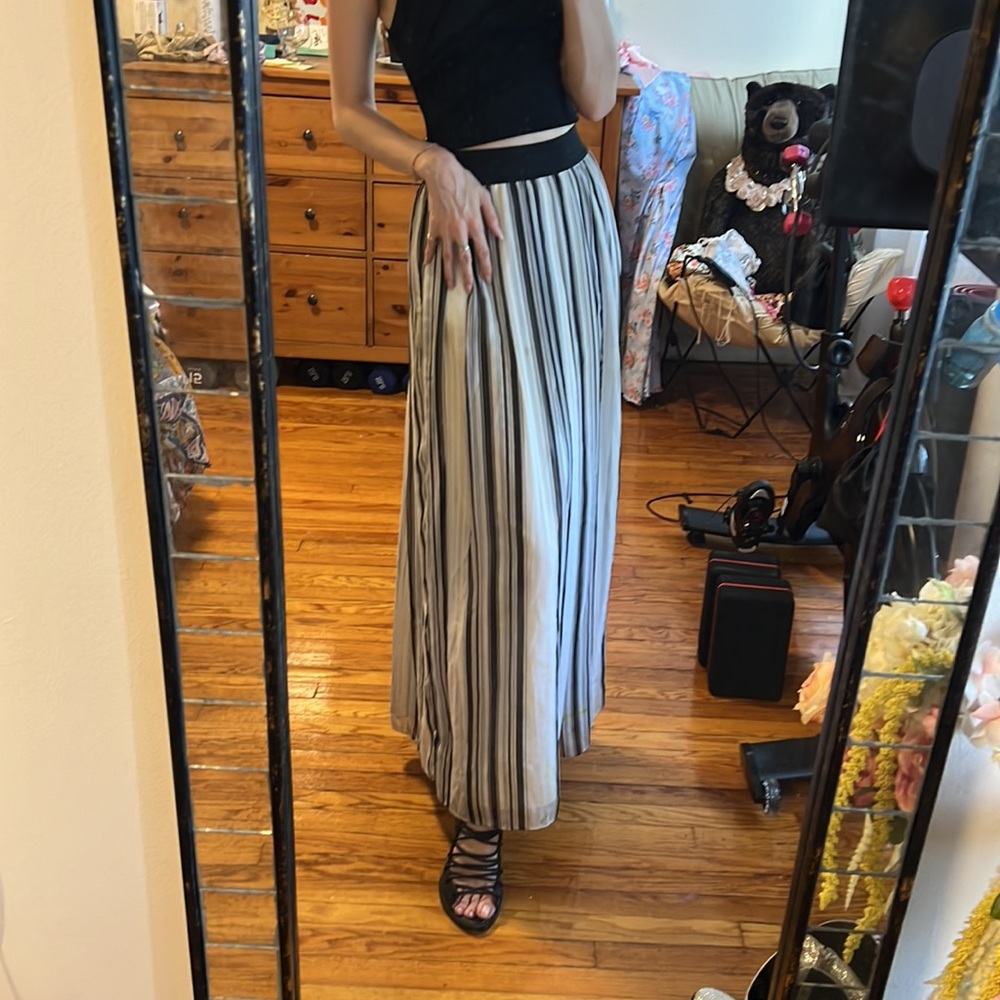 Black and white striped maxi skirt